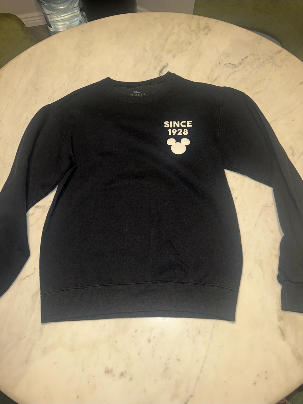 Disney Black Crewneck Sweatshirt with 'Since 1928' Mickey Print Crewneck
